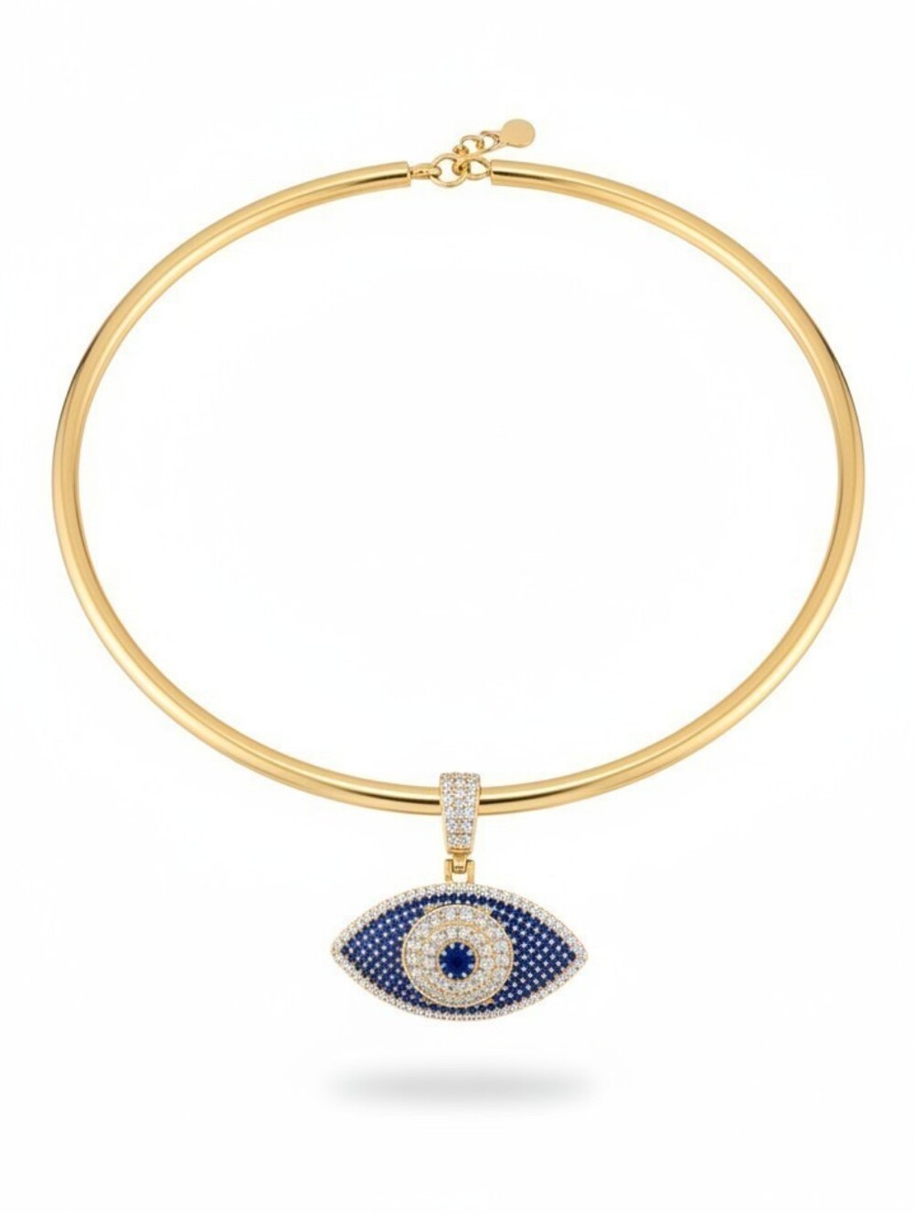 💛▪️Piper K ▪️ Gold Tone Cubiz Zirconia  Blue Eye Rhinestone  Pendant Necklace